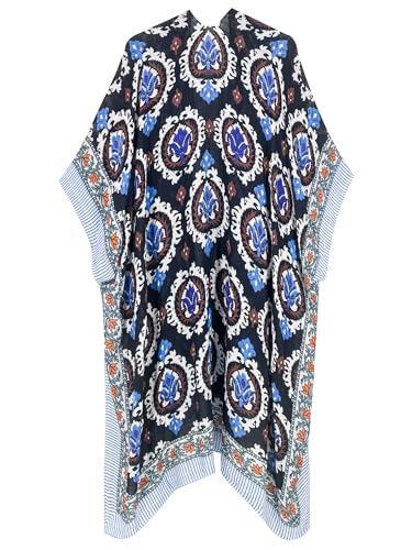 Breezy Lane Kimonos for Women Swimsuit Coverups Beach Cover Up Swimwear Cardigan Summer - color: Boho Black Blue