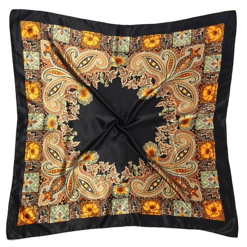 3 Pcs Satin Head Scarves for Women - 35" Satin Hair Scarves Large Square Silk Like Scarves & Bandanas - color: Black,deep Green,pink