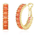 Trendy 14K Gold Plated Hoop Earrings for Women, Chunky Gold/Silver Earrings for Women Cubic Zirconia Baguette Hoop Earrings Heart Hoops Lightweight Hypoallergenic Jewelry,25mm/35mm/40mm/50mm - color: 01 Gold Orange Hoops 25mm