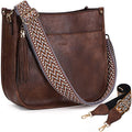HKCLUF Crossbody Bag Purse for Women 2PCS/Set Leather Hobo Handbag Wallet Set With 2Adjustable Guitar Strap Shoulder Bag | Purse - color: 01 Light Coffee
