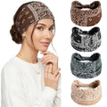 Wide Headbands for Women Non Slip Stylish Knotted Headhand Bandana Boho Head Bands African Head Wraps Yoga Workout Hair Accessories 4 Pack - color: 4 Pack Wide Headbands Style 9