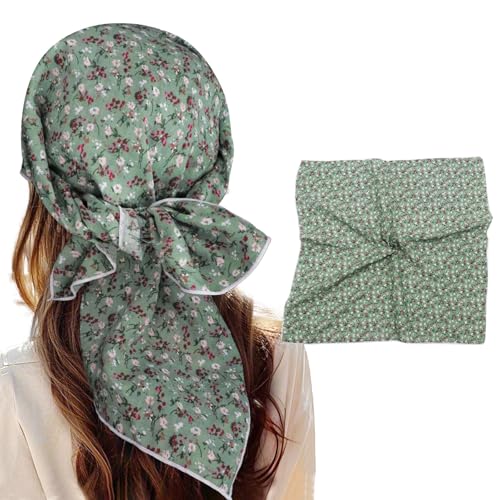 Bandanas for Women Men 21"x21" Floral Headband Scarf Versatile Hair Bandana Square Head Scarf - color: Flowers in Rain