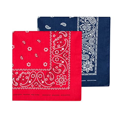 Levi’s All-Gender Multi-Purpose Bandana Gift Set – Headband, Wrap, Face & Neck Coverage - color: Red/Blue, size: Pack 2