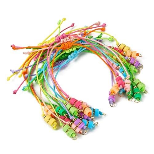 Adjustable Slider Bracelets Colorful Half Finished Bracelets Adjustable Beaded Bracelets DIY Friendship Bracelets for Women Jewelry Making Gifts Supplies - color: Rainbow Colors
