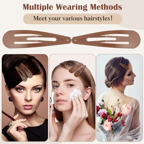 WILLBOND 30 Pieces 3.1 Inch Large Metal Snap Hair Clips Nonslip Barrettes Women Hair Accessories (Brown) - color: Brown, style: Minimalist