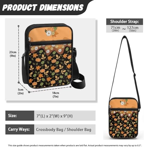Womens Crossbody Bag Cell Phone Purse Wallet Small Shoulder Handbag for Workout Travel Gym - color: Maple Leaf Pumpkin