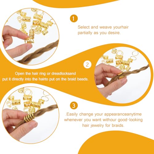 120pcs Gold Hair Jewelry Accessories Gold Hair Cuffs Charms Rings for Braids Adjustable Loc Jewelry Dreadlocks Braid Clips Decorations for Black Women Men Festival Pirate