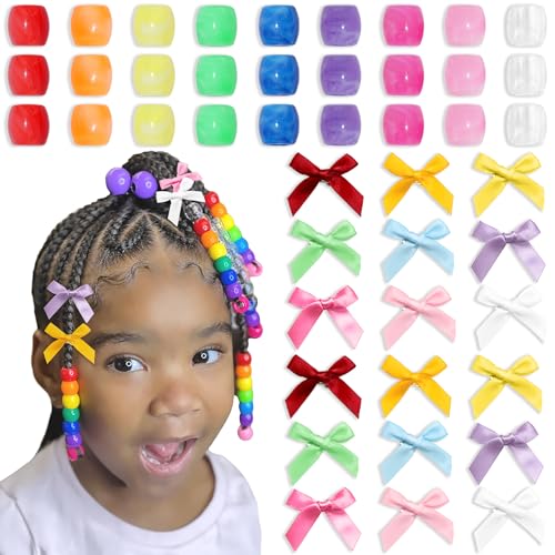 Hair Beads Multicolor Small Hair Bows Girls Hair Beads for Braids Cute Hair Accessories Dreadlock Decorations - color: Multicolor
