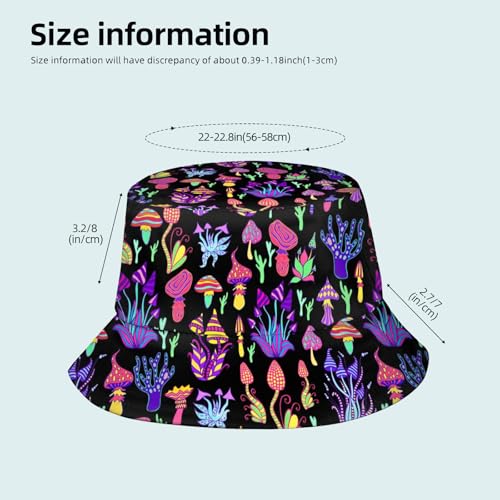 NASIAN Psychedelic Trippy Rave Bucket Hats for Women Men Outdoor Travel Beach Sun Hat Festival Outfits - color: Trippy Mushroom