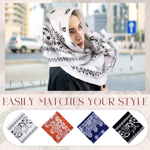 Hicarer 12 Pcs 35 Inch Satin Head Scarf Square Silk Like Neck Scarf Large Hair Scarf Silk Lightweight Hair Wrapping for Women - color: Bohemian Floral Style