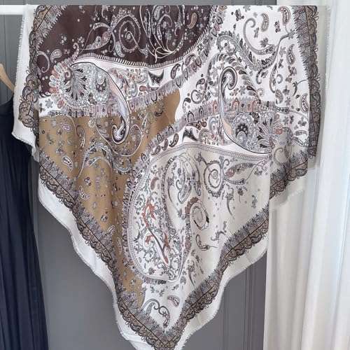 K-Elewon Large Square Scarf 51" Cotton and Linen Hand feel Scarf Fashion Scarves Hair Wrapping Scarfs Neck Scarves for Women - color: H2303