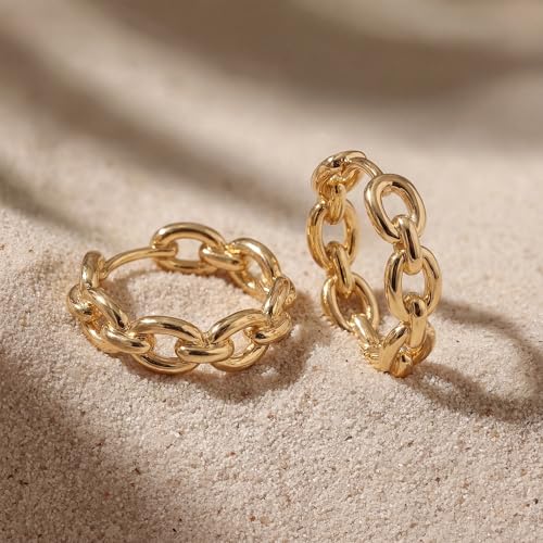 MYEARS Women Earrings Gold Huggie Hoop 14K Small Simple Hypoallergenic Everyday Jewelry - style: O Link