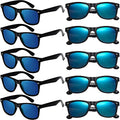 Eyegla Sunglasses Bulk Party Sunglasses Pack 80s Shades Eyewear Set for Men Women 8/10/20/30Pack - color: Black Frame+blue Mirror Lens 10 Pack