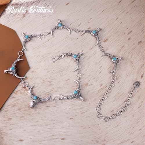 Montana West Rustic Couture's Large Western Concho Metal Belts for Women Cowgirl - color: Lagoon Glass Turquoise
