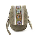 Goodhan Embroidery Canvas Crossbody Bag Cell phone Pouch Coin Purse for Women - color: Green