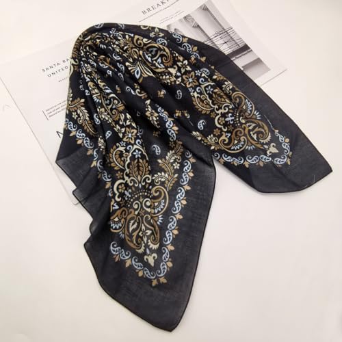 Large Cotton Bandana Lightweight Head Hair Scarf Headbands Wraps Cover Handkerchiefs for Women Men 25 x 25 inch - color: Rt09