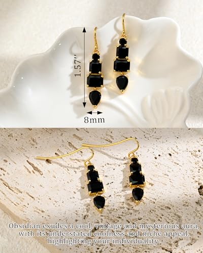 Colorful Cubic Zirconia Dangle Earrings for Women Multicolor Crystal Earrings Rainbow Cz Dangling for Birthstone Jewelry - color: Black