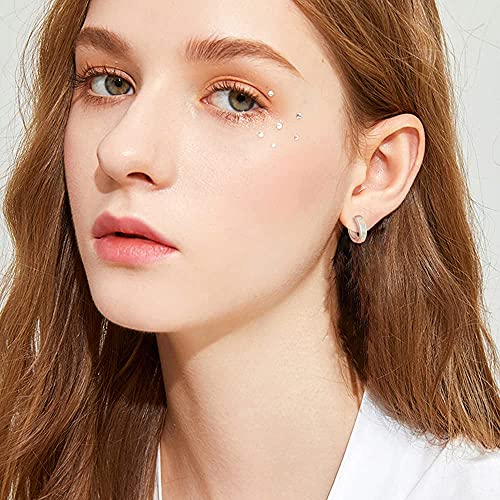 CiNily Huggie Earrings Opal Hinged Hoop Earrings Gold Plated Hypoallergenic Small Hoop Earrings for Women Teen Girls Men Sensitive Ears - color: Rianbow White
