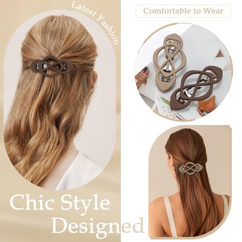 6PCS French Hair Barrettes for Women, Vintage Barrette Hair Clips for Thick Thin Fine Hair Girls - color: Khaki, Brown, Blue, Black