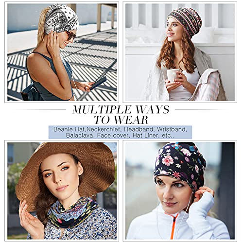 SATINIOR 5 Pieces Women's Slouchy Beanie Chemo Hat Stretch Cancer Head Wraps Sleep Head Scarf for Cancer Patient - color: Multicolor, style: Classic