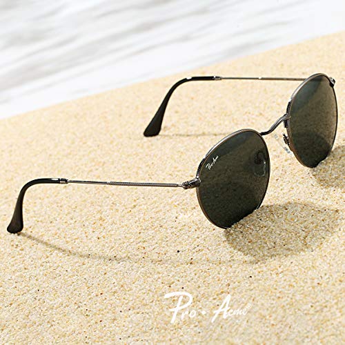 Pro Acme Polarized Round Sunglasses for Women Men Classic Retro Circle Metal Sun Glasses 50mm - color: A Gun Frame Black Lens