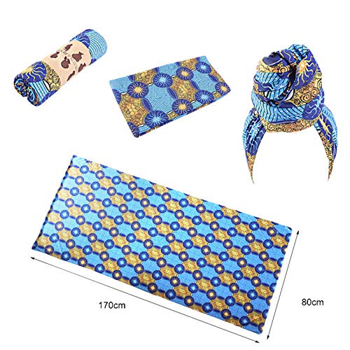 Qianmome Womens Big Flower Turban Beanie Elegant Cap Head Wrap Stretch Long Hair Scarf Headscarf - color: 2pieces-27-style 1