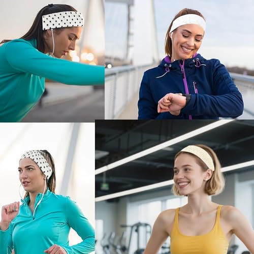 6 Pcs Anti-Slip Elastic Headbands for Women Soft Fabric Yoga Sweatbands with Floral Heart Print Stretchy, Sweat-Absorbent and Lightweight for Fitness, Running and Daily Wear - color: Headbands Color-Vivid