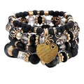 Bohemian Stackable Multi Layer Beaded Bracelets for Women Colorful Stacks Stretch Beads Heart Charm Elastic Bracelet Set Summer Beach Jewelry Gifts
