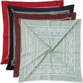 Mochabao 100% Cotton 27" x 27" Large Bandanas for Men & Women, Multi-Purpose Bandana Headbands, Square Head Scarf - color: Red/Black/Brown/Sage Green