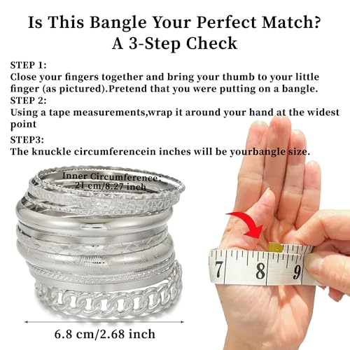 Gold Bangles for Women, 12 Pcs Boho Stackable Bracelets Multi Layer Textured Chunky Bracelets Jewelry Set for Women - color: Style E- 10 pcs silver