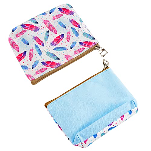 Women and Girls Cute Fashion Coin Purse Wallet Bag Change Pouch Key Holder - color: Colorful Feathers