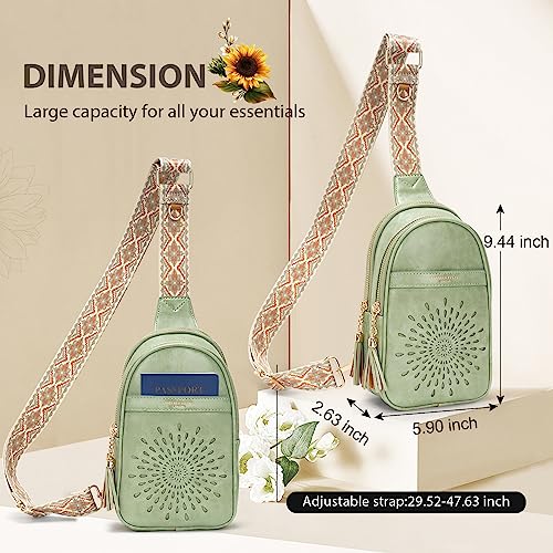 APHISON Small Sling Bag Fanny Packs Cell Phone Purse Vegan Leather Crossbody Bags for Women Chest Bag with Adjustable Strap Green - color: 04-green