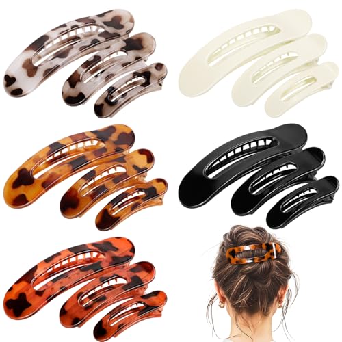 15 PCS Flat Hair Clips for Women & Girls, 5 Colors French Flat Claw Clips 3 Sizes Accessories Barrettes for Thin Thick Fine Hair - color: Tortoiseshell colors
