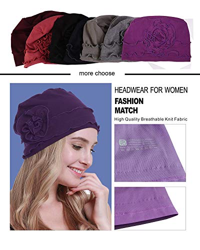 osvyo Chemo Headwear Turban Cap for Women - Cancer Beanie Hair Loss Sealed Packaging - color: Cotton Black