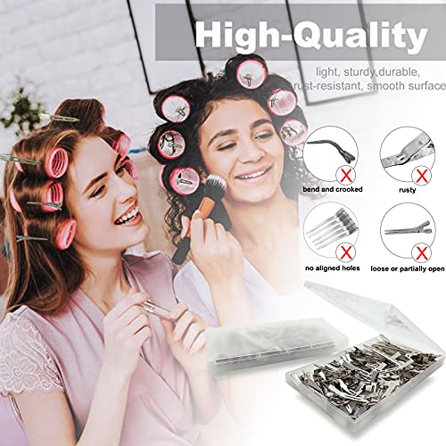 60Pcs Metal Styling Duck Billed Hair Clips, Silver Alligator Roller Clips for Women's Long Hair Styling Sectioning and Pin Curls, Bow DIY, with Case - size: 60 Pieces Mixed