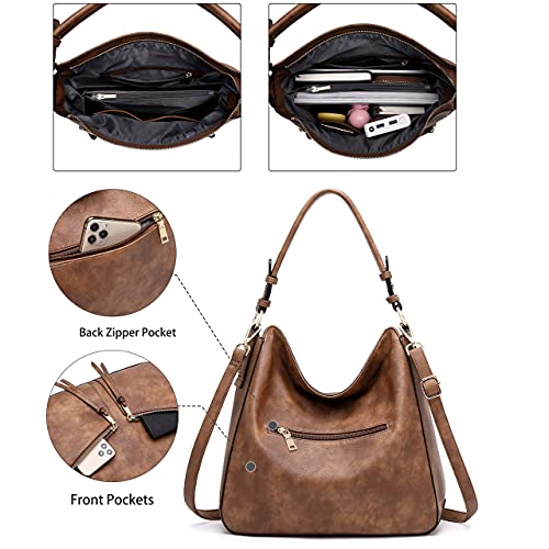 lapsting Hobo Bags for Women Handbags Purse Ladies Boho Shoulder Bag Crossbody Purses Faux Leather - color: 3a - 15.2inch Brown - Gold Hardware