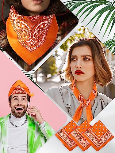 Unittype 36 Pieces Paisley Bandana Cowboy Bandanas Sports Novelty Headband Square Scarf Outdoor for Western Party Costume - color: Orange, style: Simple Style