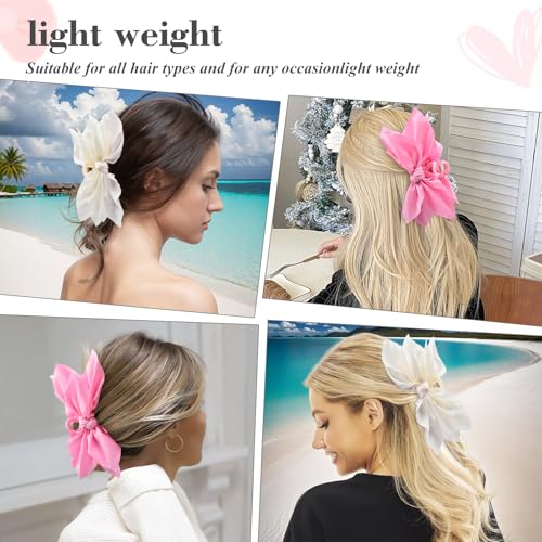 Bow Claw Clips Bow Hair Clips 2PC Big Hair Bows for Women Butterfly Styling Large Hair Clips for Thick Hair for Girls Hair Accessories for Women - color: 2PC-Beige+Pink