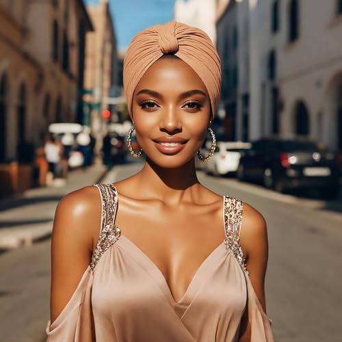 Barelove 10 Pieces Stretch Turbans Chemo Head Wrap Cancer Head Beanie Twisted Turban Cap Cover Hats for Women