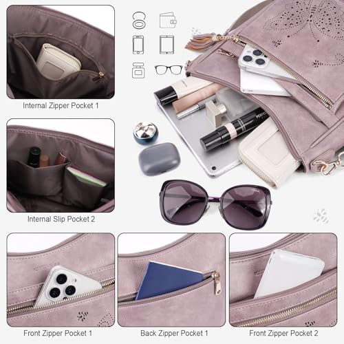 KITEVIUN Medium Crossbody Bags for Women Trendy, Women's Butterfly Shoulder Handbags with Tassel - color: 002-purple