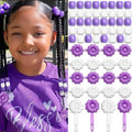 60PCS Hair Beads for Braids Loc Dreadlock Tube Bead Purple&White Pony Beads Self Hinge Flower Hair Barrette 80s 90s Hair Clips Cute Hair Accessories for Girls - color: Purple&White