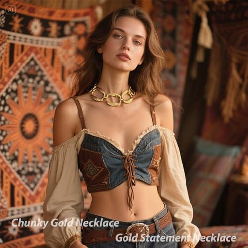 choice of all Chunky Gold Necklace Statement Necklace for Women Punk Chain Thick Gold Choker Jewelry Trendy Birthday Gifts - color: N1:chunky gold necklace