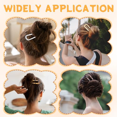 4Pcs French Hair Pins, French Twist Hair Pin, U Shaped Frenchs Hairs Pins, Metal Hairing Pin for Women Tortoise Shell Fork Sticks for Women Girls Hairstyle Accessories
