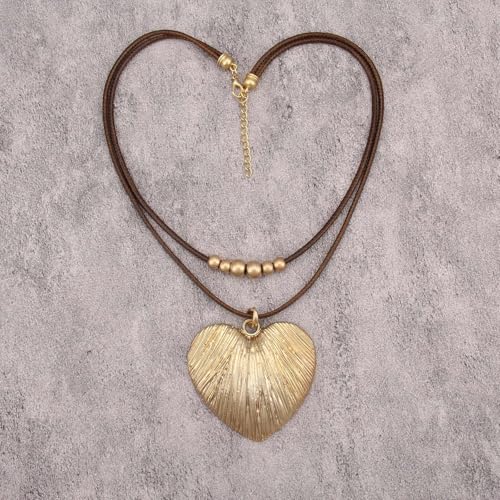 GelConnie Boho Necklaces for Women Cowgirl Necklace Stone Leather Cord Pendant Necklaces With Beads Long vintage Layered Choker Necklace - style: Heart Leather Necklace