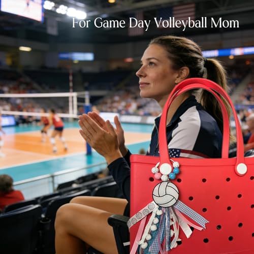 Baseball Softball Soccer Football Volleyball Sports Mom Charms for Bogg Bag Accessories Tassel Backpack Gifts - style: Volleyball