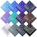 Suhine 12 Pcs Bandanas Bulk for Women Men 22 x 22 Inch Paisley Headband Cowboy Handkerchief Summer Beach Party Costume - color: 12 Colors
