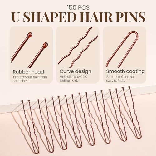 YGDZ 400 Counts Brown Bobby Pins Hair Pins Set for Women, 2inch Bobby Pins for Buns, 2.36inch Brown U Shaped Hair Pins for Styling, Hair Accessories for Women, Wedding - color: Brown