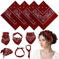 PLULON Bandanas for Men Women 4/12/24/30 Pack, Paisley Pattern Bandana Bulk Headbands Handkerchief Face Mask 100% Polyester - color: Burgundy