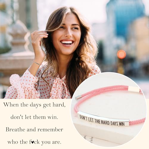 LINY Inspirational Gifts for Women Men, Dont Let The Hard Days Win Gifts, Motivational Inspirational Tube Bracelets Friendship Birthday Meaningful Gift for Friends Female - color: Dont Let-Tube Pink+Silver