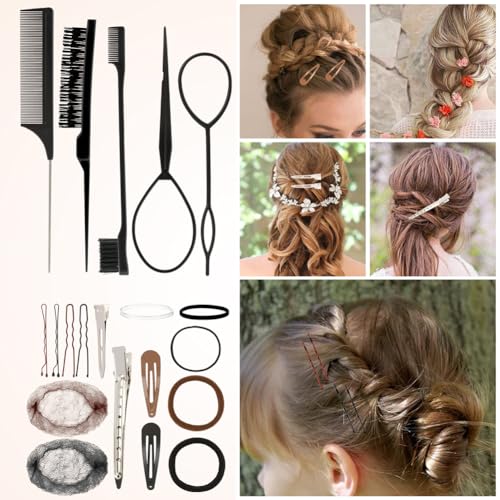 163Pcs Dance Hair Accessories Kit, Hair Nets for Buns,Bobby Pins for Women Girls,Hair Pins Kit, Combs&Brushes, Loo-p Tools,Professional Dance Performance Kit w/Storage Box(Black,Size:multi size)